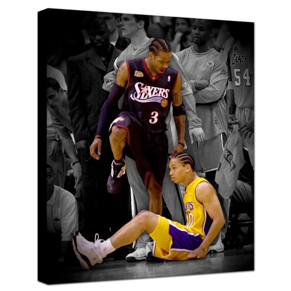 Iverson stepping over Lue canvas wall art 12x14